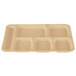 A white Cambro co-polymer serving tray with six compartments.