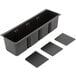 A black rectangular Eagle Group bottle holder tray with four square pieces.