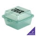 A jade green plastic GET Reusable Eco-Takeouts container with the Taco Casa logo on the lid.