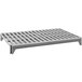 A grey metal Camshelving® premium vented shelf with a metal grate.