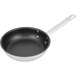 A close-up of a Vollrath Centurion stainless steel frying pan with a white background.