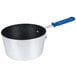 A Vollrath Wear-Ever sauce pan with a blue silicone handle.