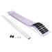 A white plastic Kolpak strip curtain with screws and a metal bar.