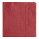 A burgundy napkin with a white border.