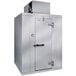 A Kolpak floorless indoor walk-in cooler with a right hinged door open.