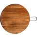 A Tablecraft Acacia wood display board with a metal handle.