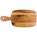 A Tablecraft acacia wood display bread board with a handle.