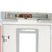 A white door with a red panel and a metal handle for a Metro T Series half height holding cabinet.