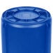 A blue Rubbermaid BRUTE recycling container with a white lid.