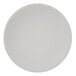 A white Libbey Driftwood satin matte porcelain coupe plate with speckled texture.