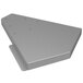 A stainless steel metal triangle with holes.