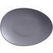 A close-up of a grey Libbey Driftstone organic porcelain coupe plate on a white background.