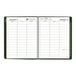 A green At-A-Glance spiral bound weekly/monthly planner.