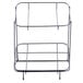 A black metal rack with two shelves for GET food display baskets.