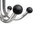 A black and silver metal Alba coat rack with black knobs.