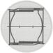 A white Lifetime round folding table with metal bars on the bottom.