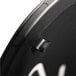 A close-up of a black and silver Alba triangular umbrella stand with black clock face.