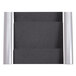 A black and silver metal Alba display rack with black pockets.