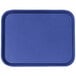 A navy blue rectangular Cambro fast food tray with a textured surface.