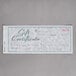 An Adams 2-Part Carbonless Gift Certificate with blue and white design on a gray surface.