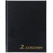 A black Adams account book with gold writing on the cover that says "Two Column"