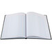 An Adams black two-column account book with lined pages.