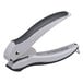 A gray and white Bostitch PaperPro handheld hole punch with a rubber grip.