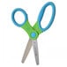 A pair of Westcott kids scissors with blue soft handles.