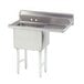 An Advance Tabco stainless steel one compartment sink with right drainboard.