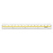 A clear plastic Westcott ruler with yellow and red tinted guide stripes.