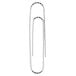 A silver Acco paper clip on a white background.