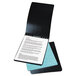 A black Acco Presstex report cover with white paper inside.