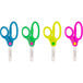 A group of Westcott kids scissors with yellow, green, pink, and blue handles.