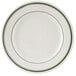 a white plate with green lines