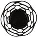 A black plastic circular basket with an open weave design.