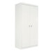 A light gray Alera steel storage cabinet with two doors and silver handles.