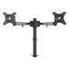 A black Alera Heavy-Duty Articulating Dual Monitor Arm with USB and Audio Ports.