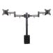 A black metal rectangular dual monitor arm with multiple arms.