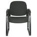 A black Alera reception arm chair with a black metal frame and black fabric arms.