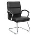 a black office chair with chrome legs