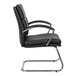 a black leather chair with chrome legs