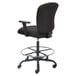 A black Alera office stool with armrests and a metal base.