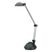 A black Alera twin-arm LED desk lamp with a small black base.