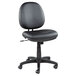 A black Alera office chair with wheels and a black cushion.