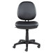 A black Alera office chair with wheels and a black cushion.