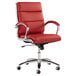 A red Alera Neratoli office chair with chrome legs and a chrome swivel base.