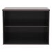 An espresso low storage cabinet with two shelves inside.