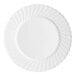 A WNA Comet white plastic plate with a swirl design.