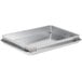 A set of rectangular silver metal Baker's Mark extender and bun sheet pans.