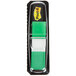 A metal holder with a green and white 3M Post-It page flag package.
